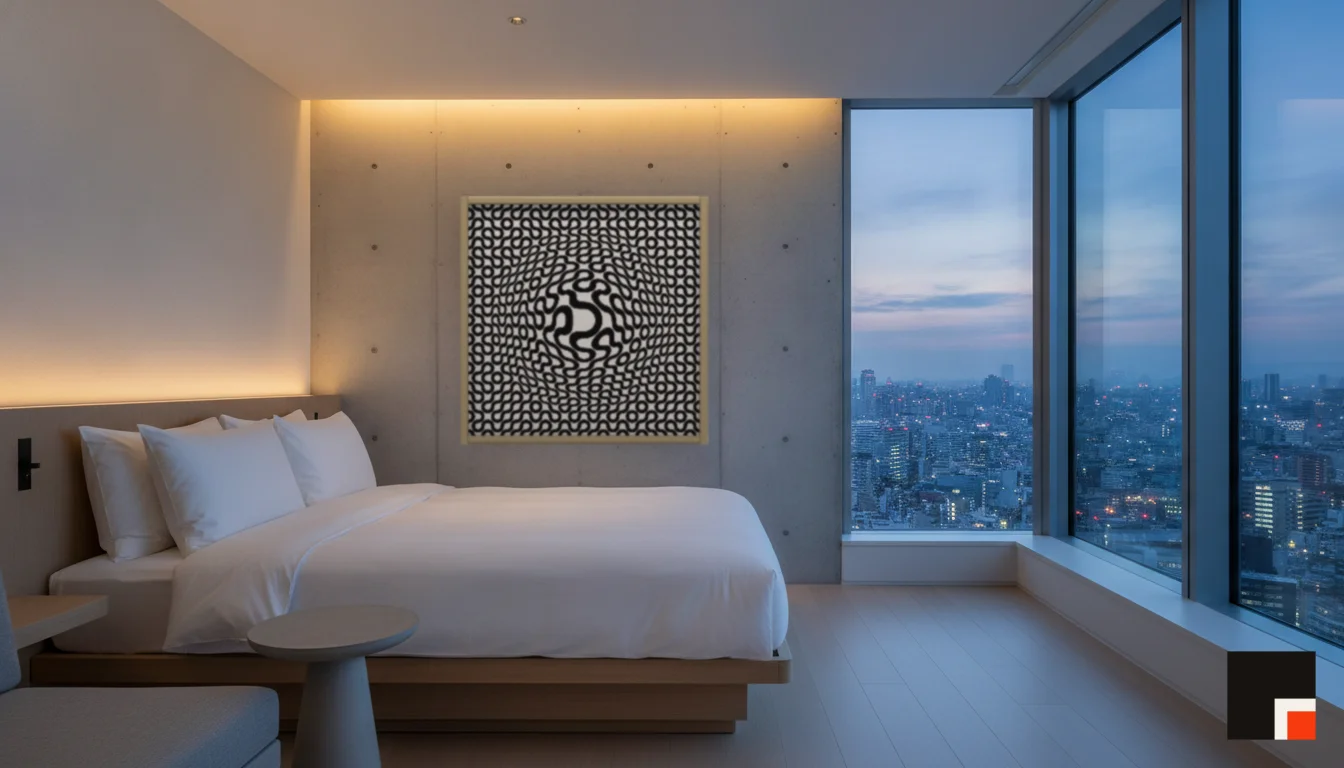 A Lumen & Logic artwork hanging in a Tokio hotel interior — Suite, 41st floor · Tokyo