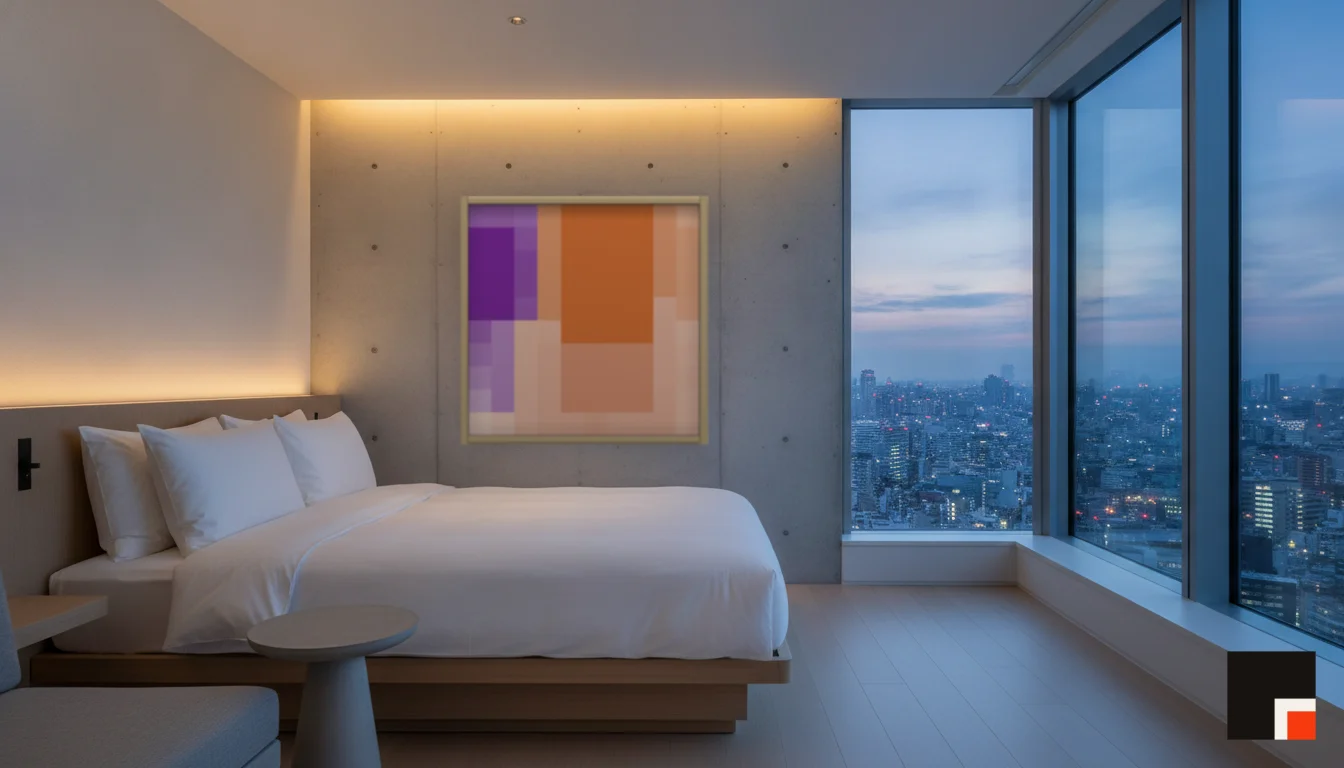 A Lumen & Logic artwork hanging in a Tokio hotel interior — Suite, 41st floor · Tokyo