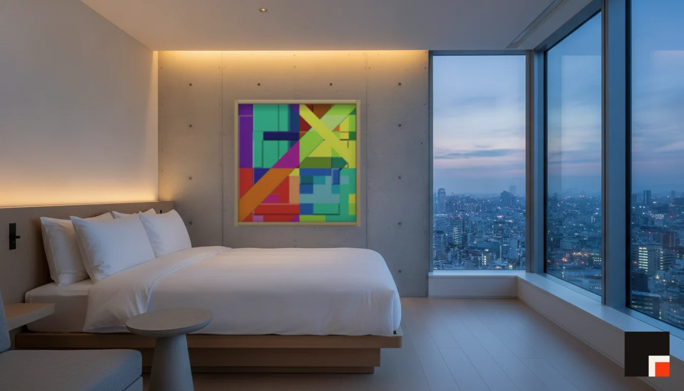 A Lumen & Logic artwork hanging in a Tokio hotel interior — Suite, 41st floor · Tokyo