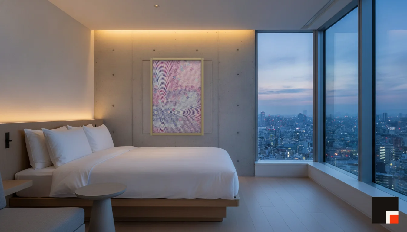A Lumen & Logic artwork hanging in a Tokio hotel interior — Suite, 41st floor · Tokyo